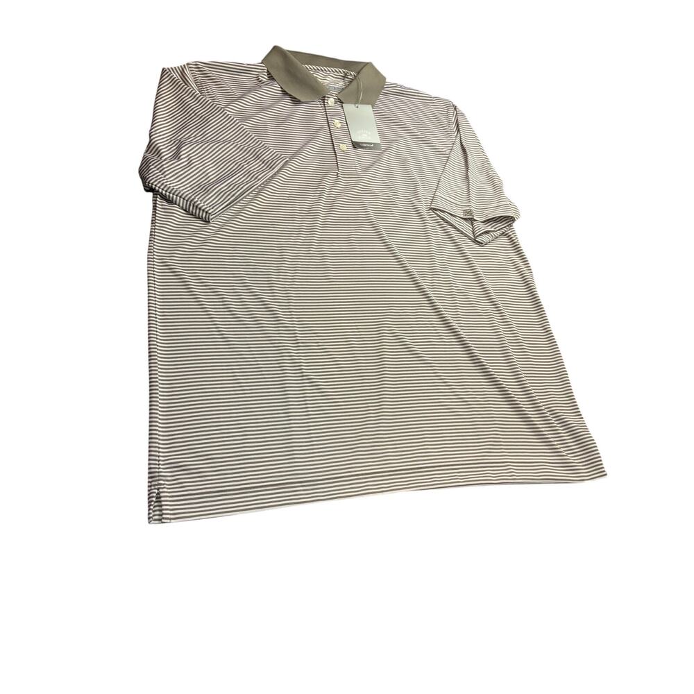 NWT Cutter & Buck CB DryTec Polo Shirt Men’s 2XL Beige Stripe Performance Golf